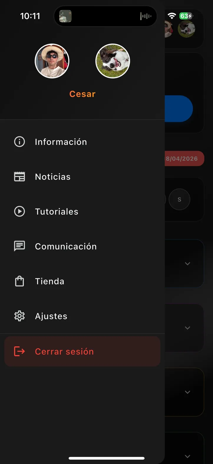 Captura del MVP de Doglendar: vista de agenda de la academia